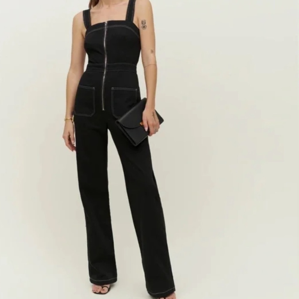 Reformation Ren Twill Jumpsuit in Black